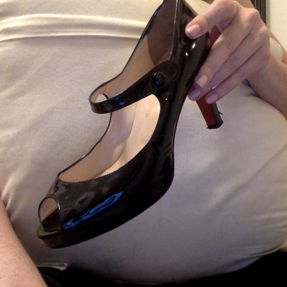Size 9.5 Christian Louboutin Peep Toe Mary Janes